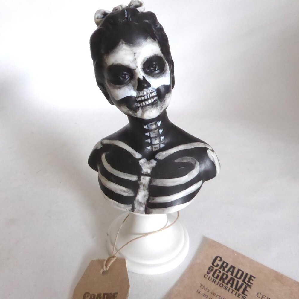 NEW SKELETON DEATH BECOMES HER UPCYCLED GOTHIC HALLOWEEN HORROR FIGURINE ODDITY